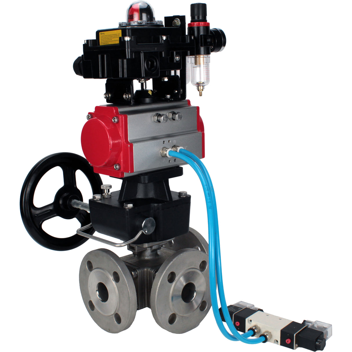 Ball valves Elephant BV3232P(4pc)-FP-3WL-F-ISO-H 16 bar full bore, flanged, body - stainless steel SS316, ISO flange F03/F04-F10/F12, square 9x9-19x19, s mon/drive PA-DA, mon/distribution 4V320-8 220V, LSU APL-410N EX, backup MON3-700-T38-ISO and ATU A