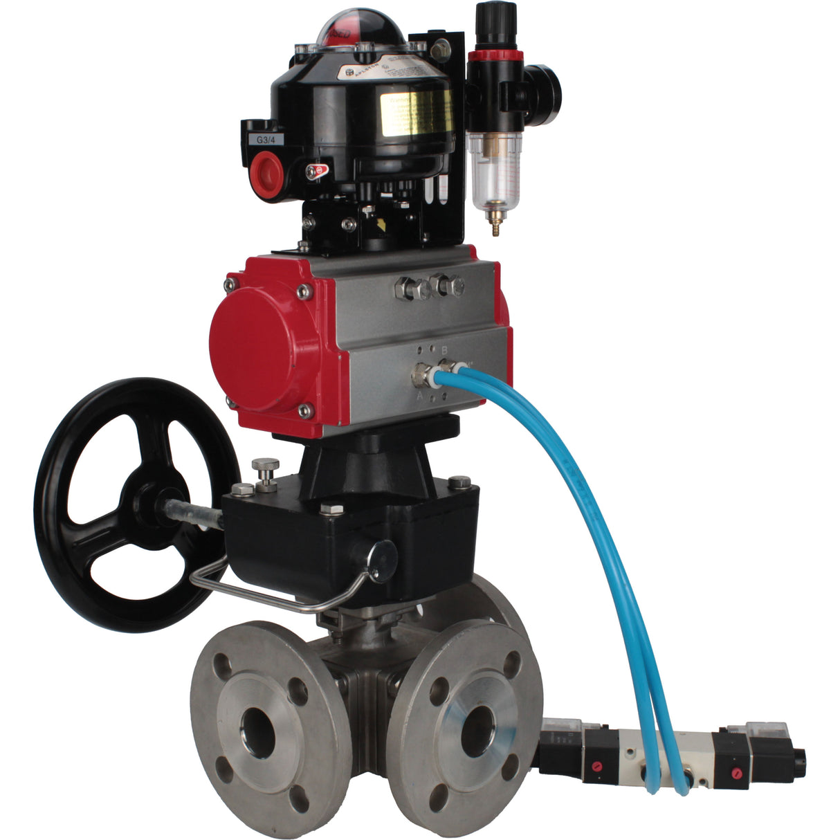 Ball valves Elephant BV3232P(4pc)-FP-3WL-F-ISO-H 16 bar full bore, flanged, body - stainless steel SS316, ISO flange F03/F04-F10/F12, square 9x9-19x19, s mon/drive PA-DA, mon/distribution 4V320-8 220V, LSU APL-510N EX, backup MON3-700-T38-ISO and ATU A