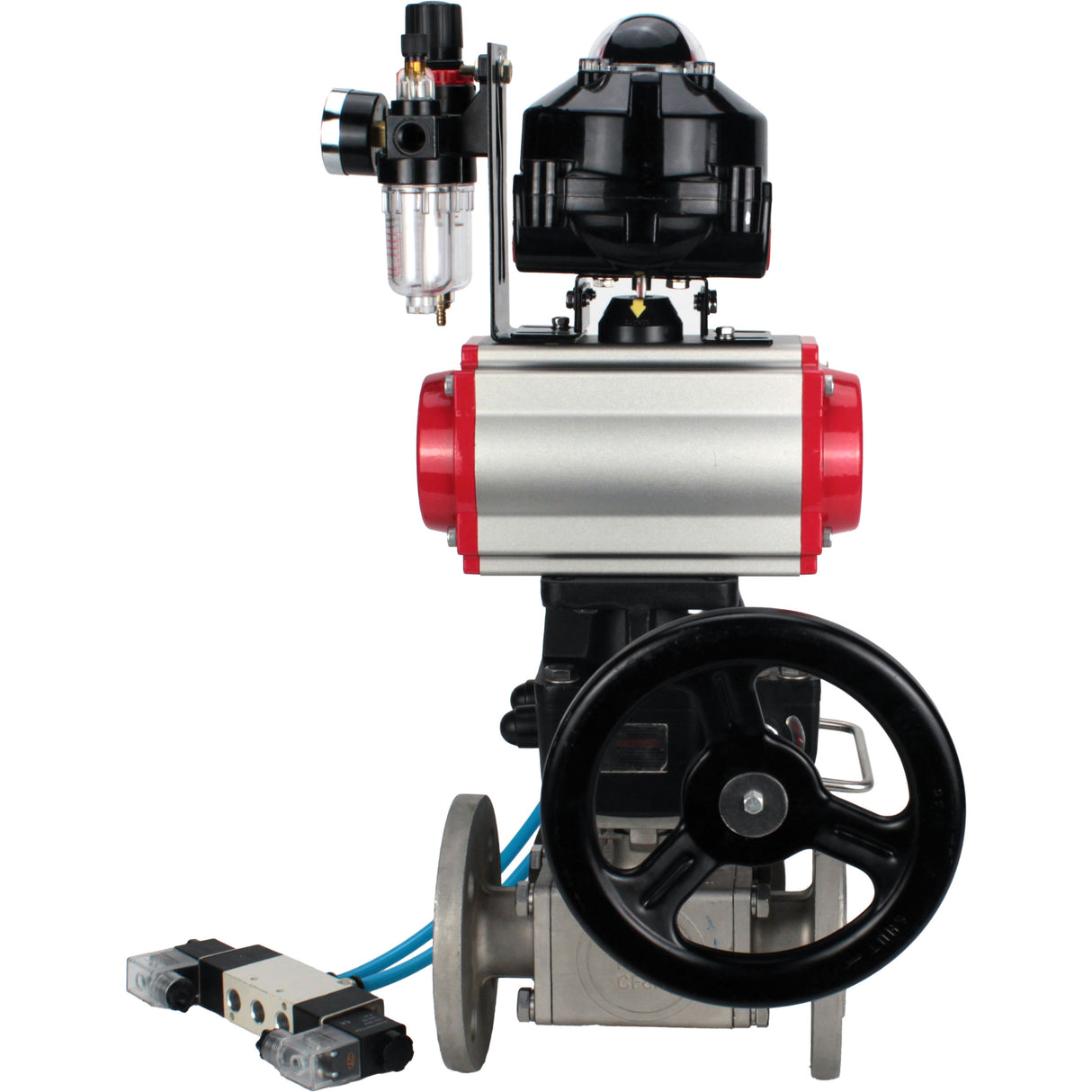 Ball valves Elephant BV3232P(4pc)-FP-3WL-F-ISO-H 16 bar full bore, flanged, body - stainless steel SS316, ISO flange F03/F04-F10/F12, square 9x9-19x19, s mon/drive PA-DA, mon/distribution 4V320-8 220V, LSU APL-510N EX, backup MON3-700-T38-ISO and ATU A