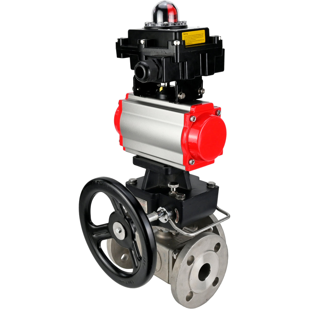 Kugelhähne Elephant BV3232P(4pc)-FP-3WL-F-ISO-H 16 bar Vollbohrung, geflanscht, Gehäuse - Edelstahl SS316, ISO-Flansch F03/F04-F10/F12, quadratisch 9x9-19x19, mit pneumatischem Antrieb PA-DA, LSU APL-410N EX und Doubler MON3-700-T38-ISO