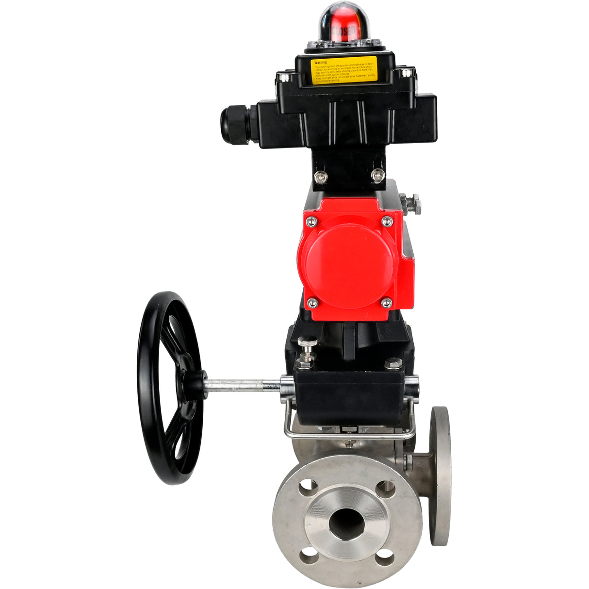 Kugelhähne Elephant BV3232P(4pc)-FP-3WL-F-ISO-H 16 bar Vollbohrung, geflanscht, Gehäuse - Edelstahl SS316, ISO-Flansch F03/F04-F10/F12, quadratisch 9x9-19x19, mit pneumatischem Antrieb PA-DA, LSU APL-410N EX und Doubler MON3-700-T38-ISO