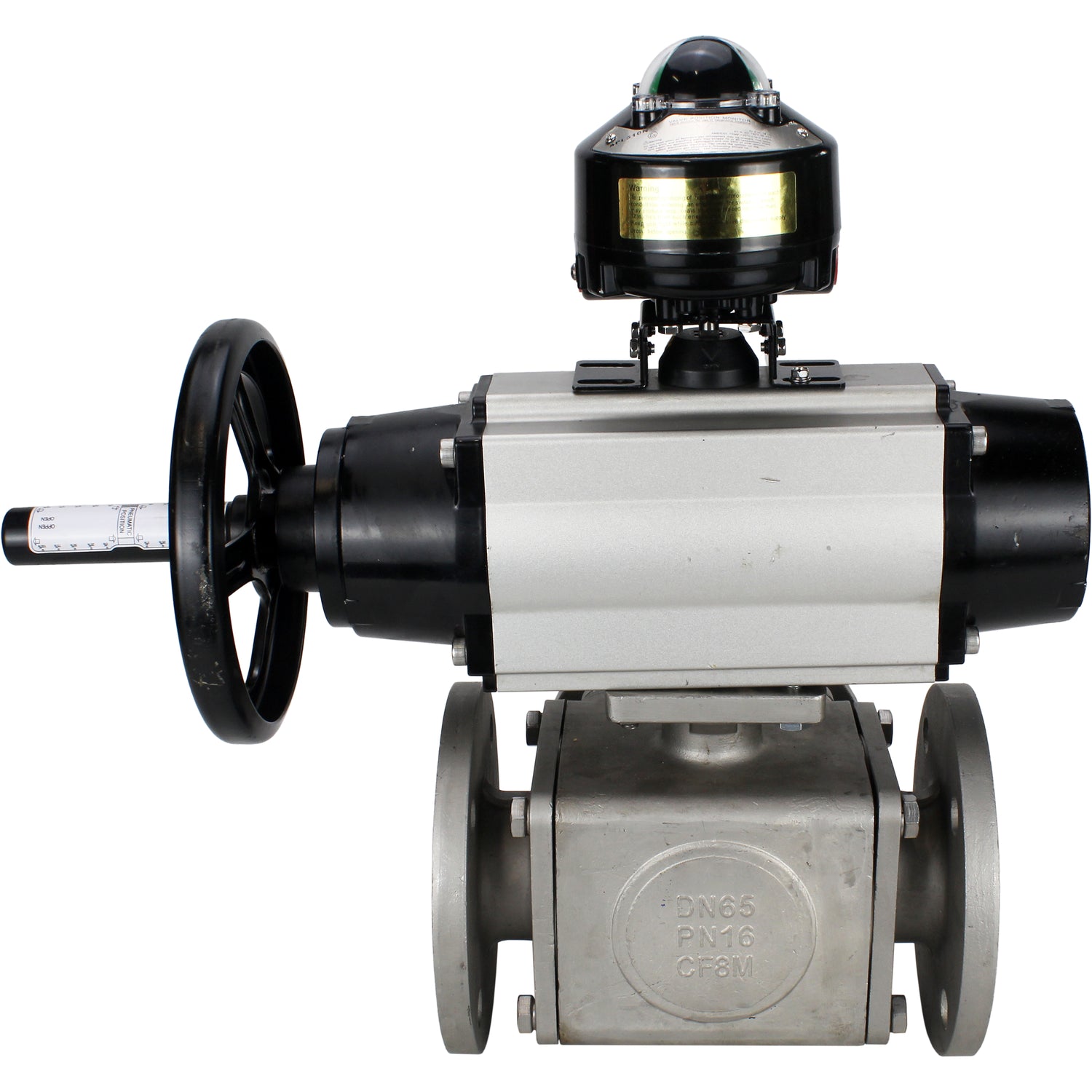 Ball valves Elephant BV3232P(4pc)-FP-3WL-F-ISO-H DN100 16 bar full bore, flanged, body - stainless steel SS316, ISO flange F10/F12, square 19x19, with double pneumatic actuator PA-DA-105-1 action, pneumatic distributor 4M310-08 220V and LSU APL-510N E