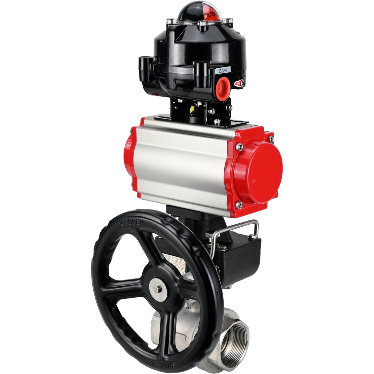 Kugelhähne Elephant BV3232P(2 Stück)-FP-T-ISO-H mit Gewinde, voller Durchgang, Gehäuse aus Edelstahl. Stahl SS316, Dichtung - PTFE, mit pneumatischem Antrieb Elephant PA-DA 052-105 pneumatischer Verteiler 4M310-08 24V Getriebe MON LSU APL-510N-EX