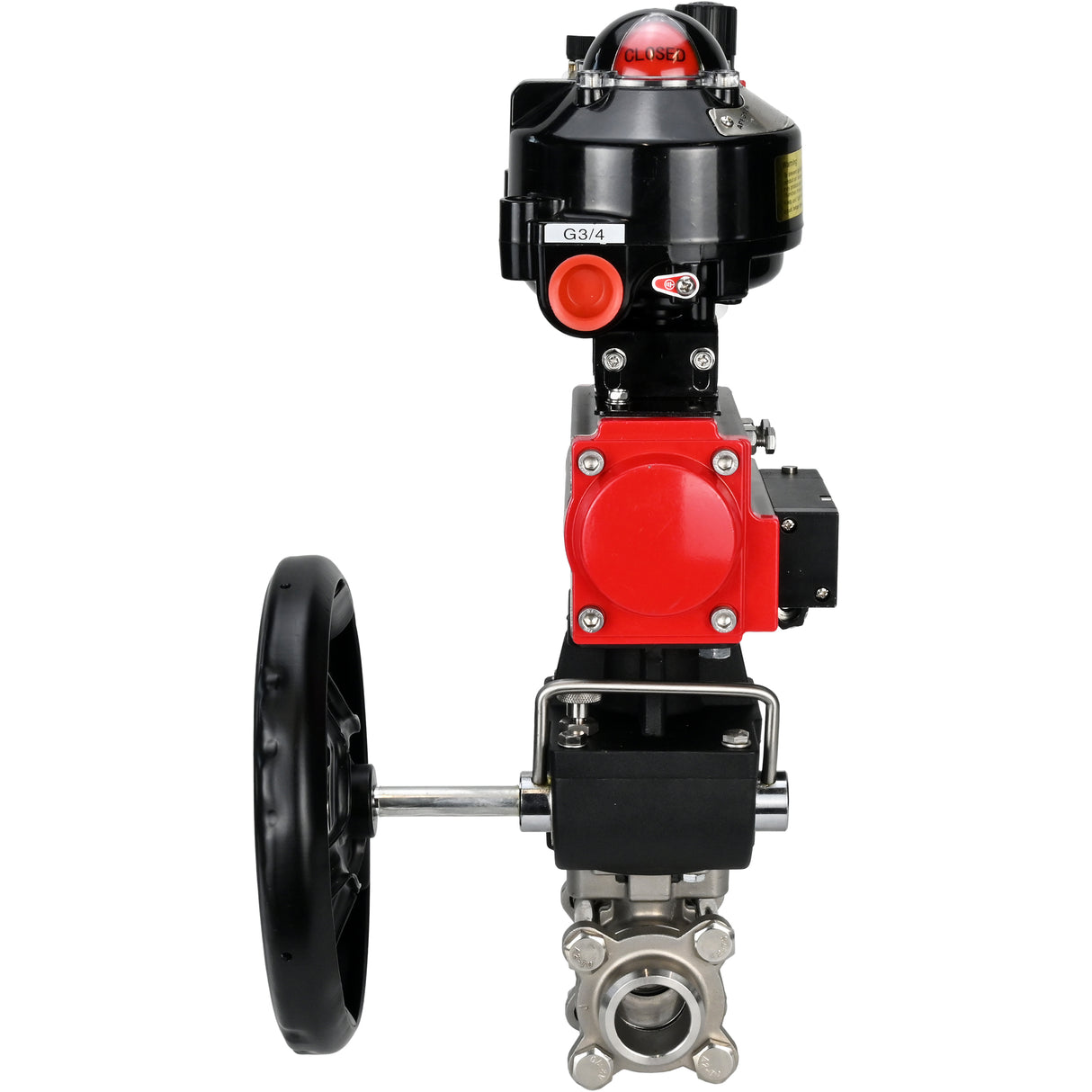 Kugelhähne Elephant BV3232P(3pc)-FP-W-ISO-H zum Schweißen, voller Durchgang, Gehäuse - Edelstahl SS316, Dichtung - PTFE, mit pneumatischem Antrieb PA-DA-052- 083 pneumatischer Verteiler 4M310-08 24V Getriebe MON ATU AFC2000 LSU APL-510N-EX