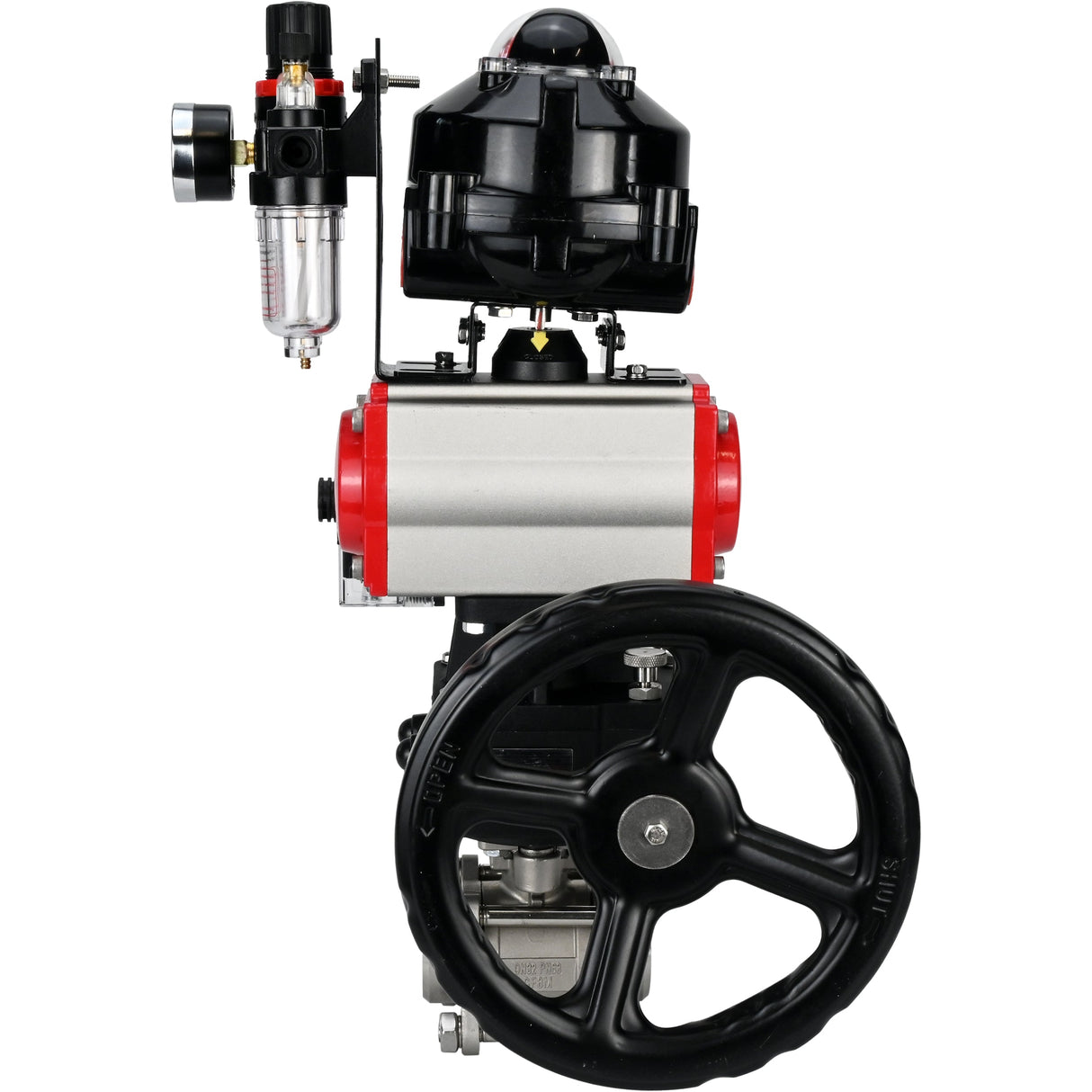 Kugelhähne Elephant BV3232P(3pc)-FP-W-ISO-H zum Schweißen, Vollbohrung, Gehäuse - Edelstahl SS316, Dichtung - PTFE, mit pneumatischem Antrieb PA-DA-052- 083 pneumatischer Verteiler 4M310-08 220V Getriebe MON ATU AFC2000 LSU APL-510N-EX