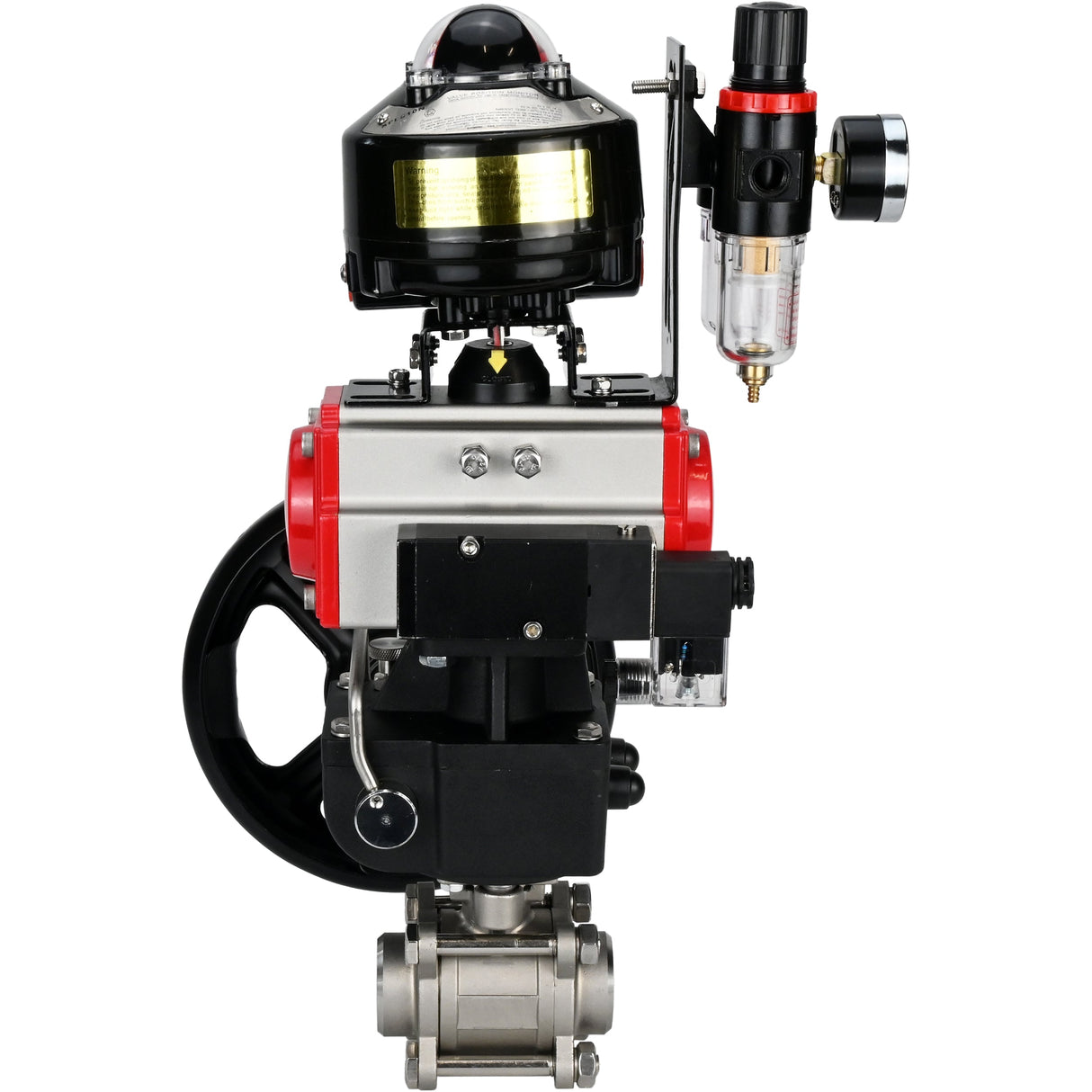 Kugelhähne Elephant BV3232P(3pc)-FP-W-ISO-H zum Schweißen, Vollbohrung, Gehäuse - Edelstahl SS316, Dichtung - PTFE, mit pneumatischem Antrieb PA-DA-052- 083 pneumatischer Verteiler 4M310-08 220V Getriebe MON ATU AFC2000 LSU APL-510N-EX