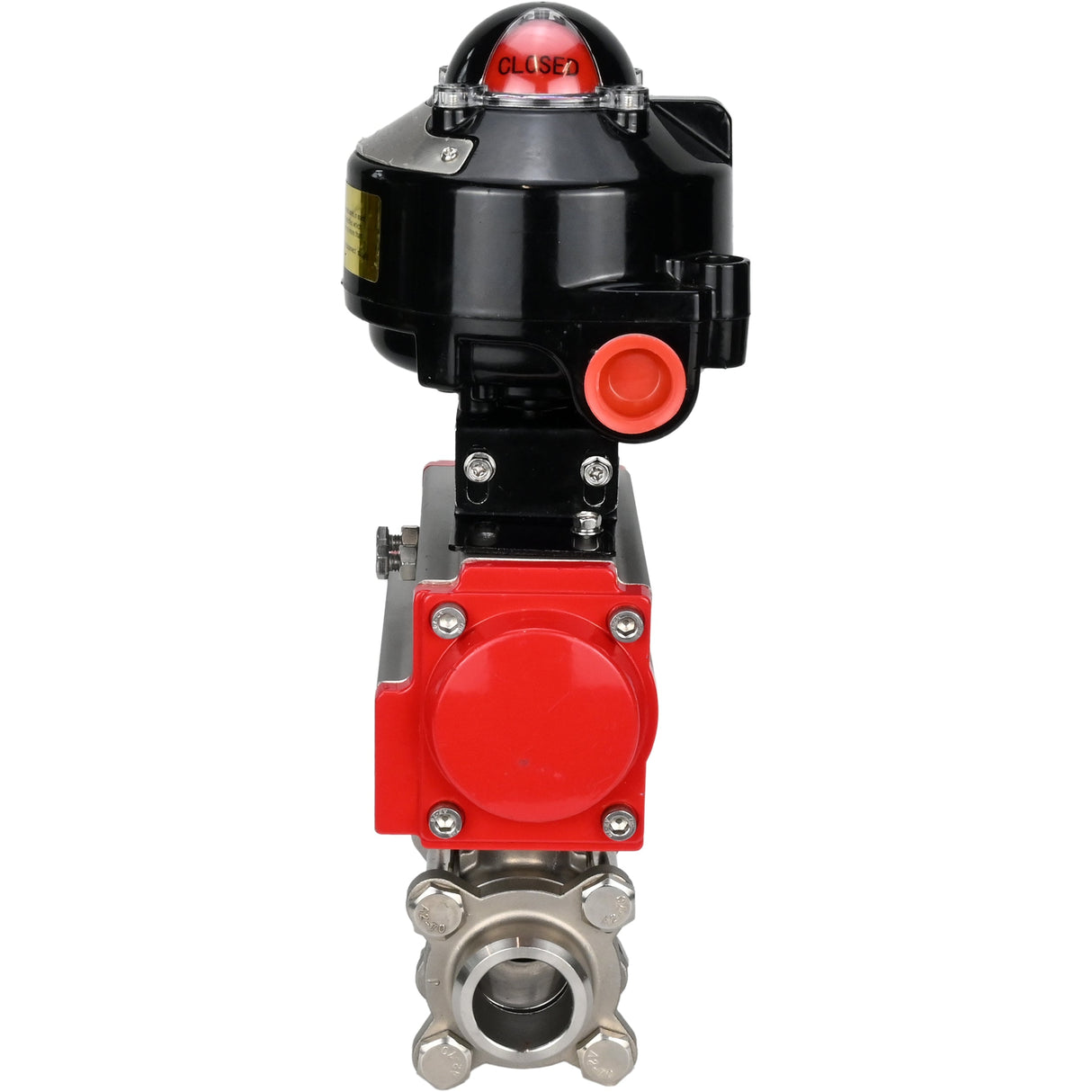 Kugelhähne Elephant BV3232P(3pc)-FP-W-ISO-H zum Schweißen, voller Durchgang, Gehäuse - Edelstahl SS316, Dichtung - PTFE, mit pneumatischem Antrieb Elephant PA-DA 052-083 und LSU APL-510N-EX