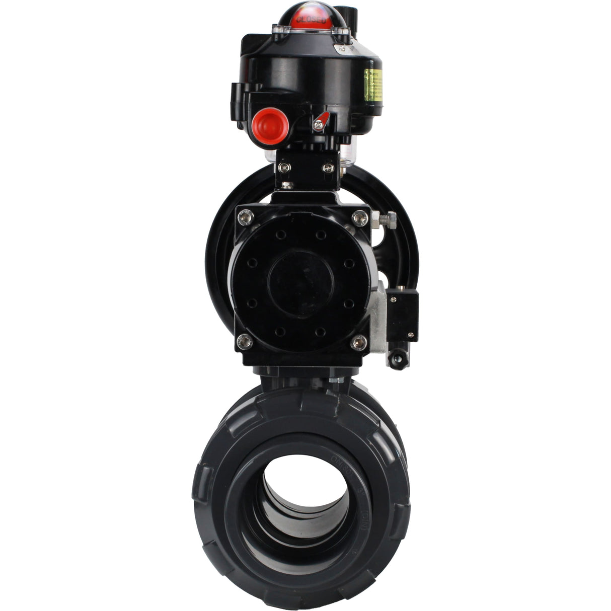 Ball valves Elephant BV4242E-FP-GRM-ISO, body material - UPVC, ball material - UPVC, seal - EPDM, with pneumatic actuator double action PA-DA-105-1, pneumatic distributor 4M310-08 220V, LSU APL-510N EX and ATU AFC2000