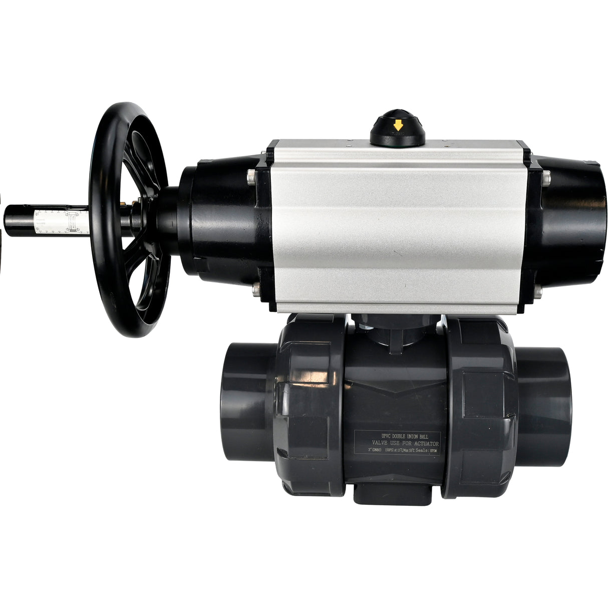 Ball valves Elephant BV4242E-FP-GRM-ISO, body material - UPVC, ball material - UPVC, seal - EPDM, with pneumatic actuator double action PA-DA-105-1 and pneumatic distributor 4V320-10 220V