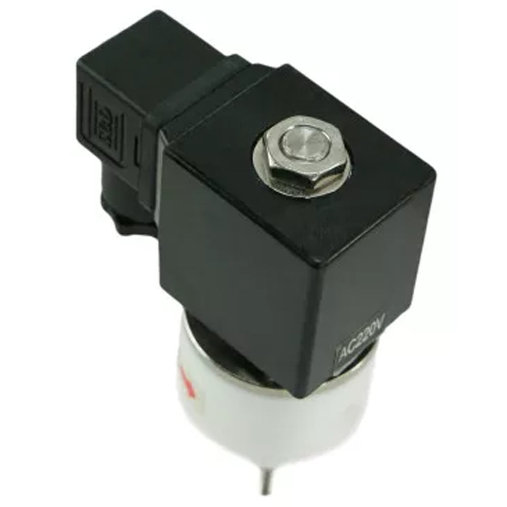 Zweiwege-Elektromagnetventil, normalerweise offen, direktwirkend, Elephant DHF11-НО PTFE VITON G 24V, Gehäusematerial – PTFE, Dichtung – Viton