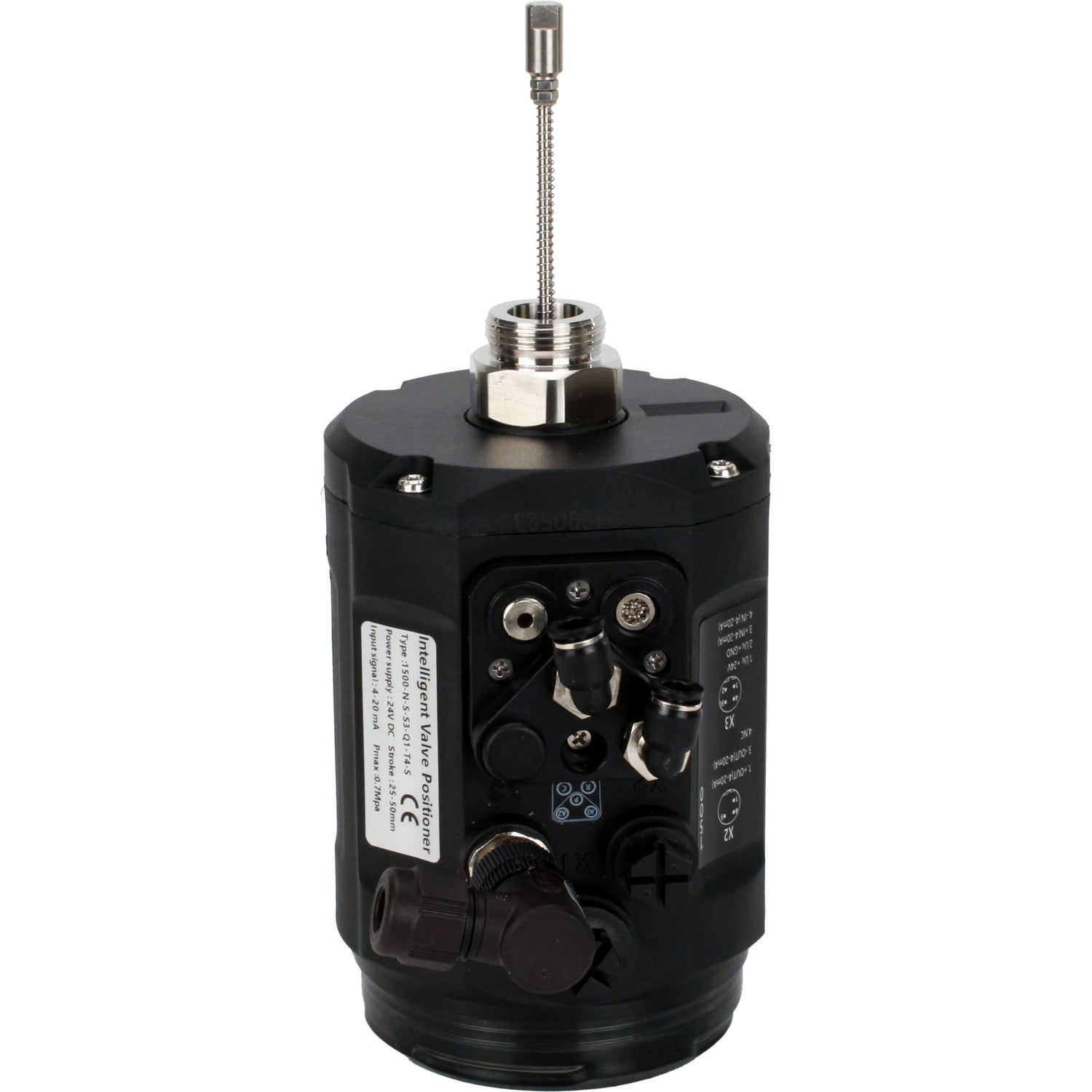 Elektropneumatische Stellungsregler Elephant EIP intelligent, linearer Hubbereich - 5-50mm, drehbar - 0-90°, Spannung - 24V, Druck - 3-7bar, Gehäuse - Kunststoff, Farbe - schwarz