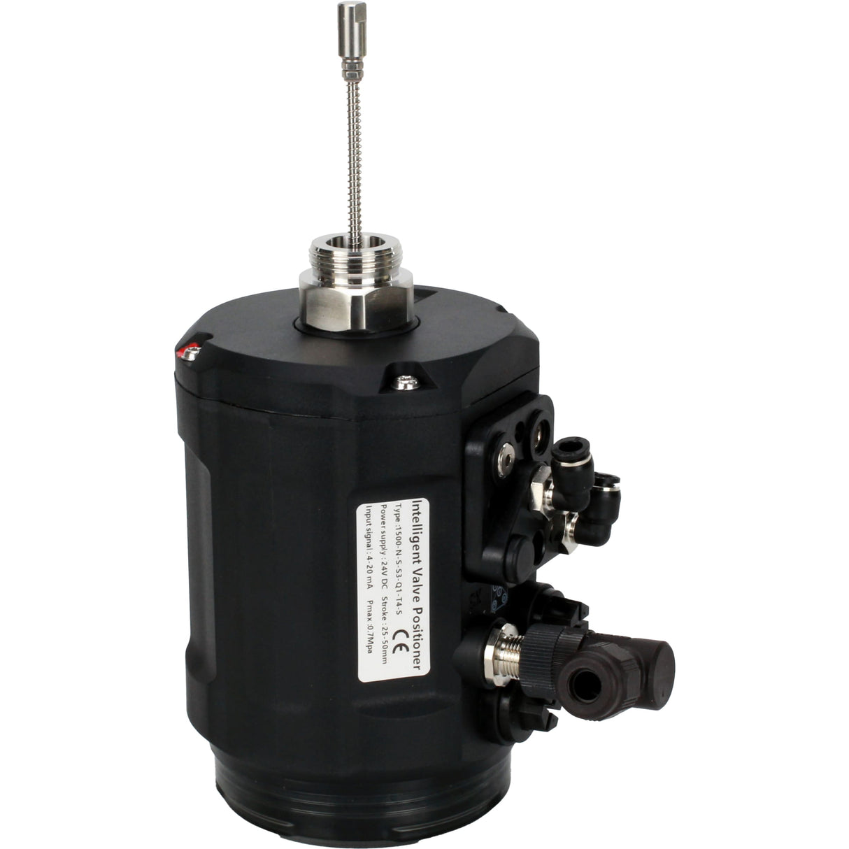 Elektropneumatische Stellungsregler Elephant EIP intelligent, linearer Hubbereich - 5-50mm, drehbar - 0-90°, Spannung - 24V, Druck - 3-7bar, Gehäuse - Kunststoff, Farbe - schwarz