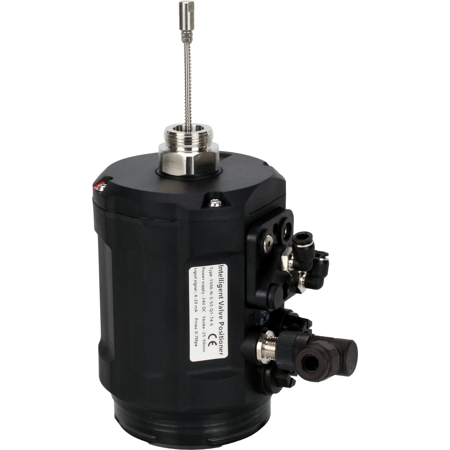 Elektropneumatische Stellungsregler Elephant EIP intelligent, linearer Hubbereich - 5-50mm, drehbar - 0-90°, Spannung - 24V, Druck - 3-7bar, Gehäuse - Kunststoff, Farbe - schwarz