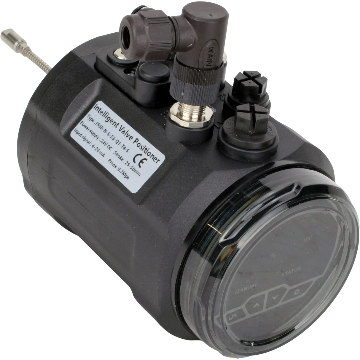 Elektropneumatische Stellungsregler Elephant EIP intelligent, linearer Hubbereich - 5-50mm, drehbar - 0-90°, Spannung - 24V, Druck - 3-7bar, Gehäuse - Kunststoff, Farbe - schwarz