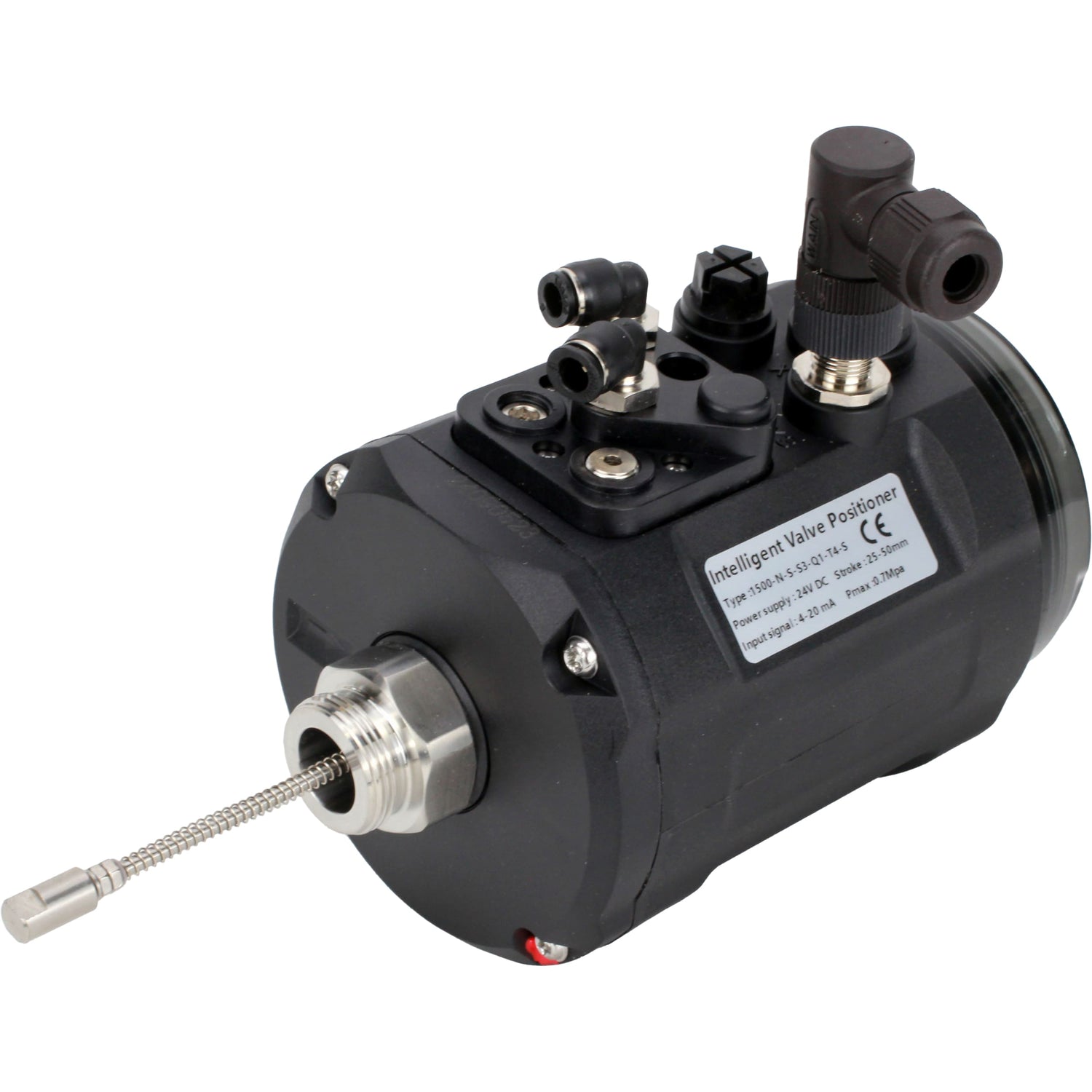 Elektropneumatische Stellungsregler Elephant EIP intelligent, linearer Hubbereich - 5-50mm, drehbar - 0-90°, Spannung - 24V, Druck - 3-7bar, Gehäuse - Kunststoff, Farbe - schwarz