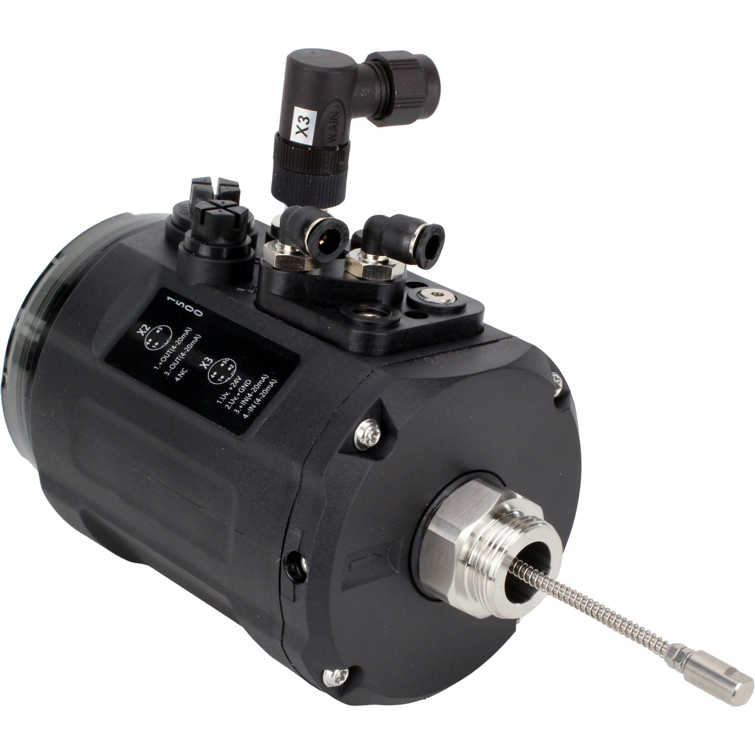 Elektropneumatische Stellungsregler Elephant EIP intelligent, linearer Hubbereich - 5-50mm, drehbar - 0-90°, Spannung - 24V, Druck - 3-7bar, Gehäuse - Kunststoff, Farbe - schwarz