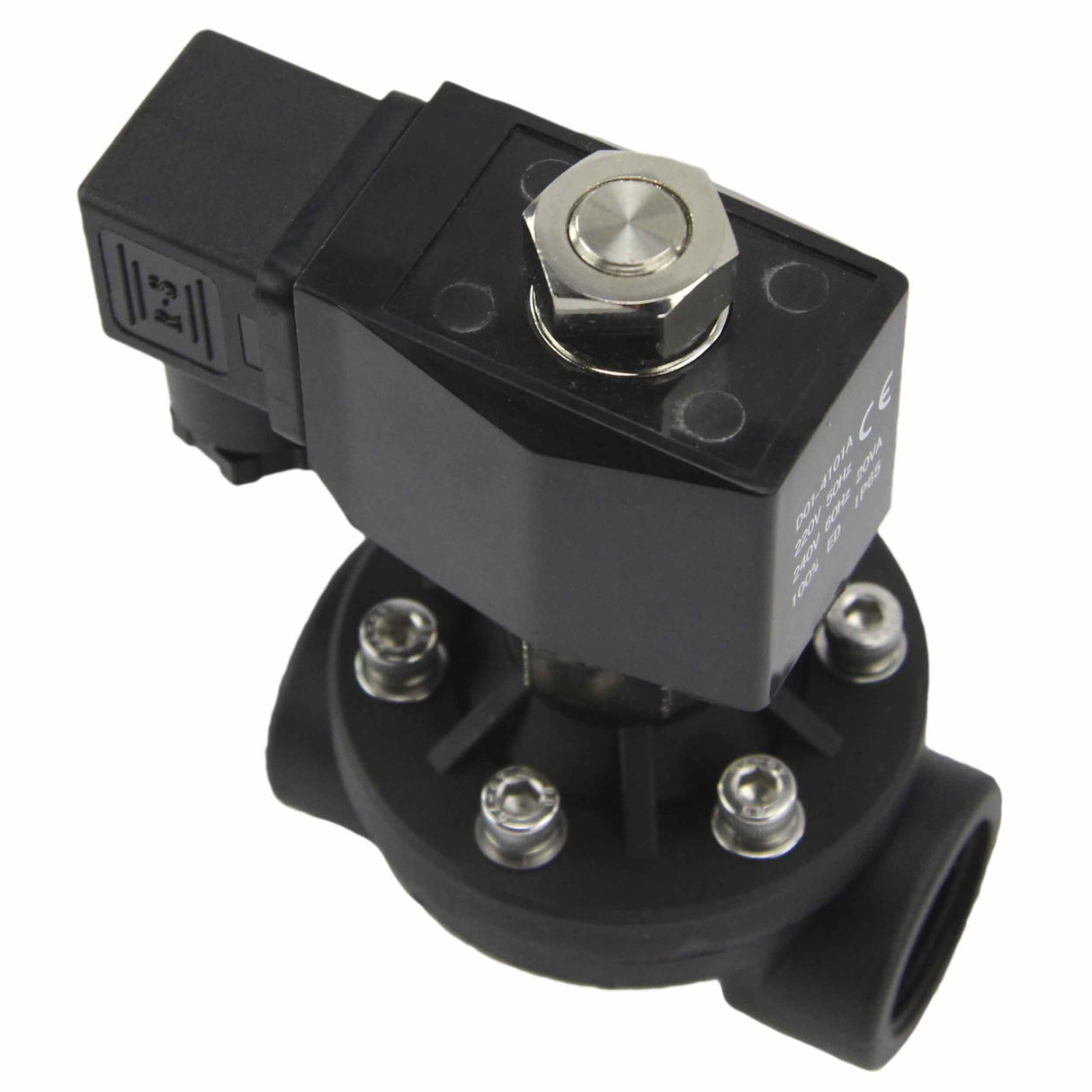 Zweiwege-Elektromagnetventil, normalerweise offen, halbdirekt wirkend, Elephant DW-51-NO EPDM G 24 V, Gehäusematerial – Nylon 66, Dichtung – EPDM