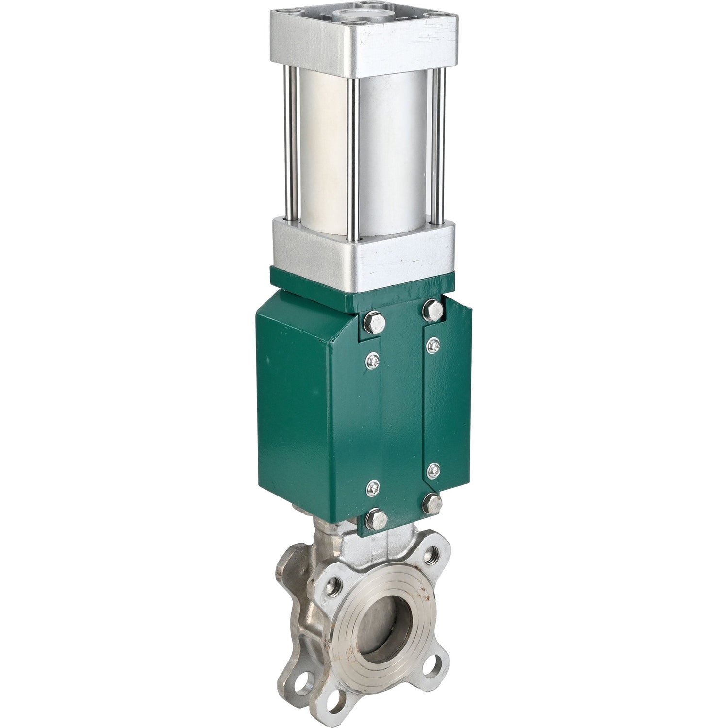 Plattenschieber Elephant GVKR3131E-2W-Fb-2P, Gehäuse - Edelstahl AISI 304, Plattenmaterial - Edelstahl AISI 304, Dichtung - EPDM, pneumatischer Antrieb