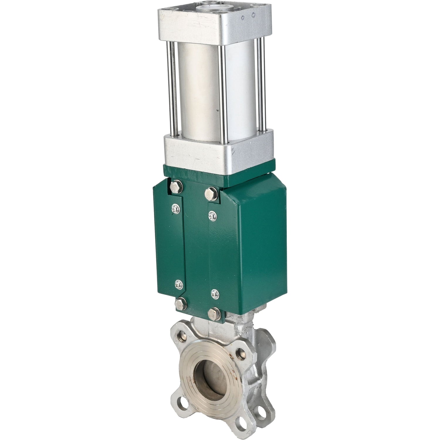 Plattenschieber Elephant GVKR3131E-2W-Fb-2P, Gehäuse - Edelstahl AISI 304, Plattenmaterial - Edelstahl AISI 304, Dichtung - EPDM, pneumatischer Antrieb