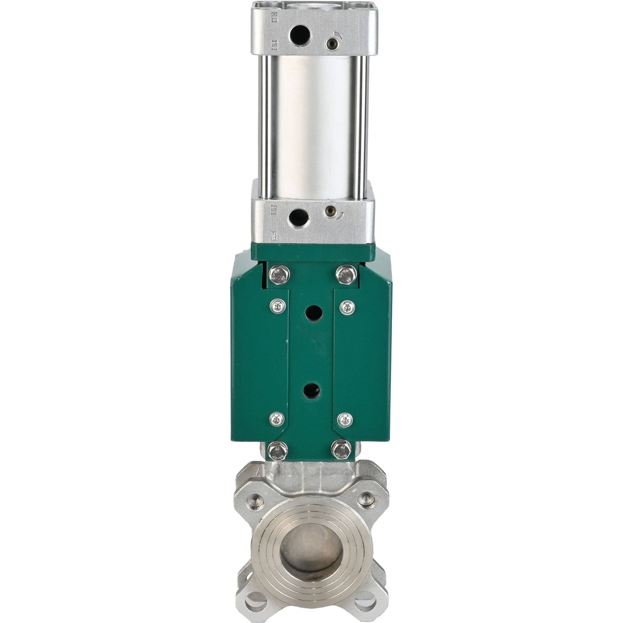 Plattenschieber Elephant GVKR3131E-2W-Fb-2P, Gehäuse - Edelstahl AISI 304, Plattenmaterial - Edelstahl AISI 304, Dichtung - EPDM, pneumatischer Antrieb