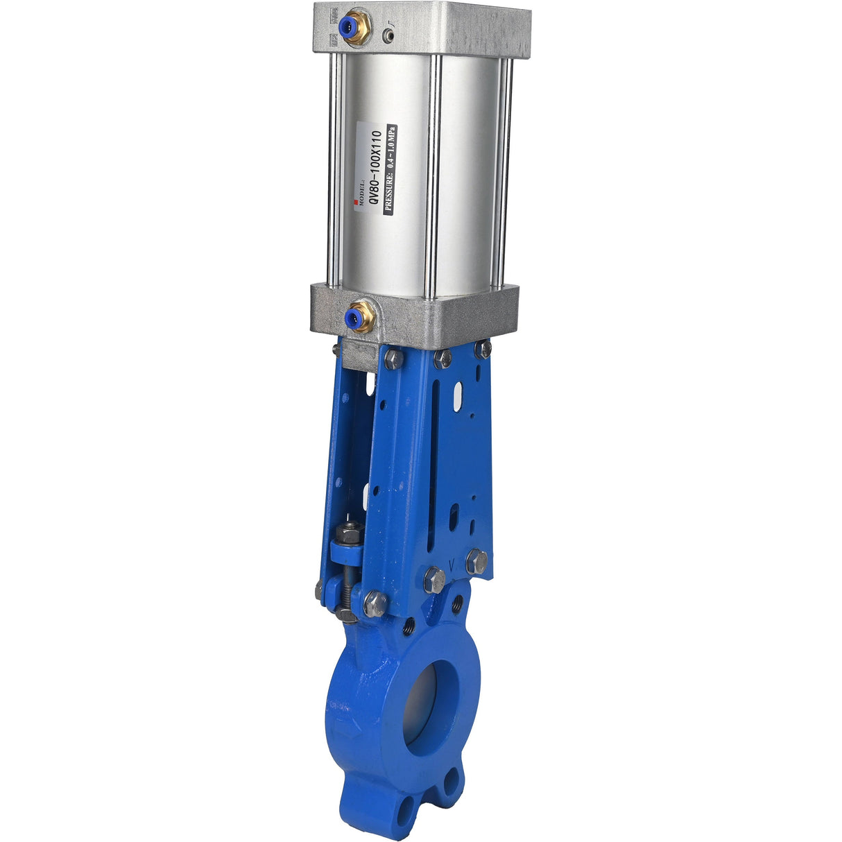 Absperrschieber Elephant GVKR1331E-1W-Fb-2P-WENZ PN16 einseitig, zwischenflanschig, Spindel - verlängerbar, Gehäuse - Gusseisen GGG40, Schieber - Edelstahl 304, Dichtung - EPDM, pneumatisch betätigt, WENZ