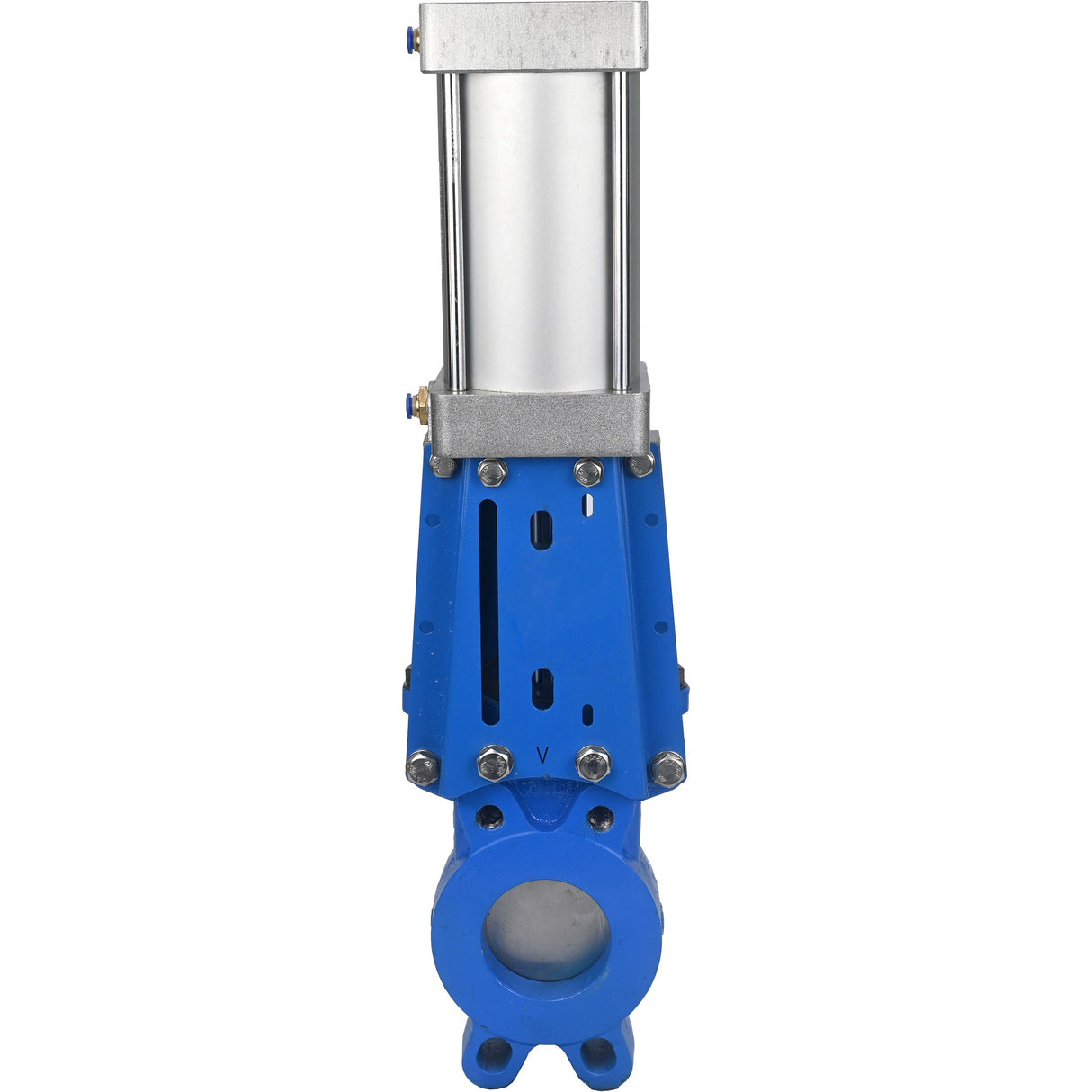 Absperrschieber Elephant GVKR1331E-1W-Fb-2P-WENZ PN6 einseitig, zwischenflanschig, Spindel - verlängerbar, Gehäuse - Gusseisen GGG40, Schieber - Edelstahl 304, Dichtung - EPDM, pneumatisch betätigt, WENZ