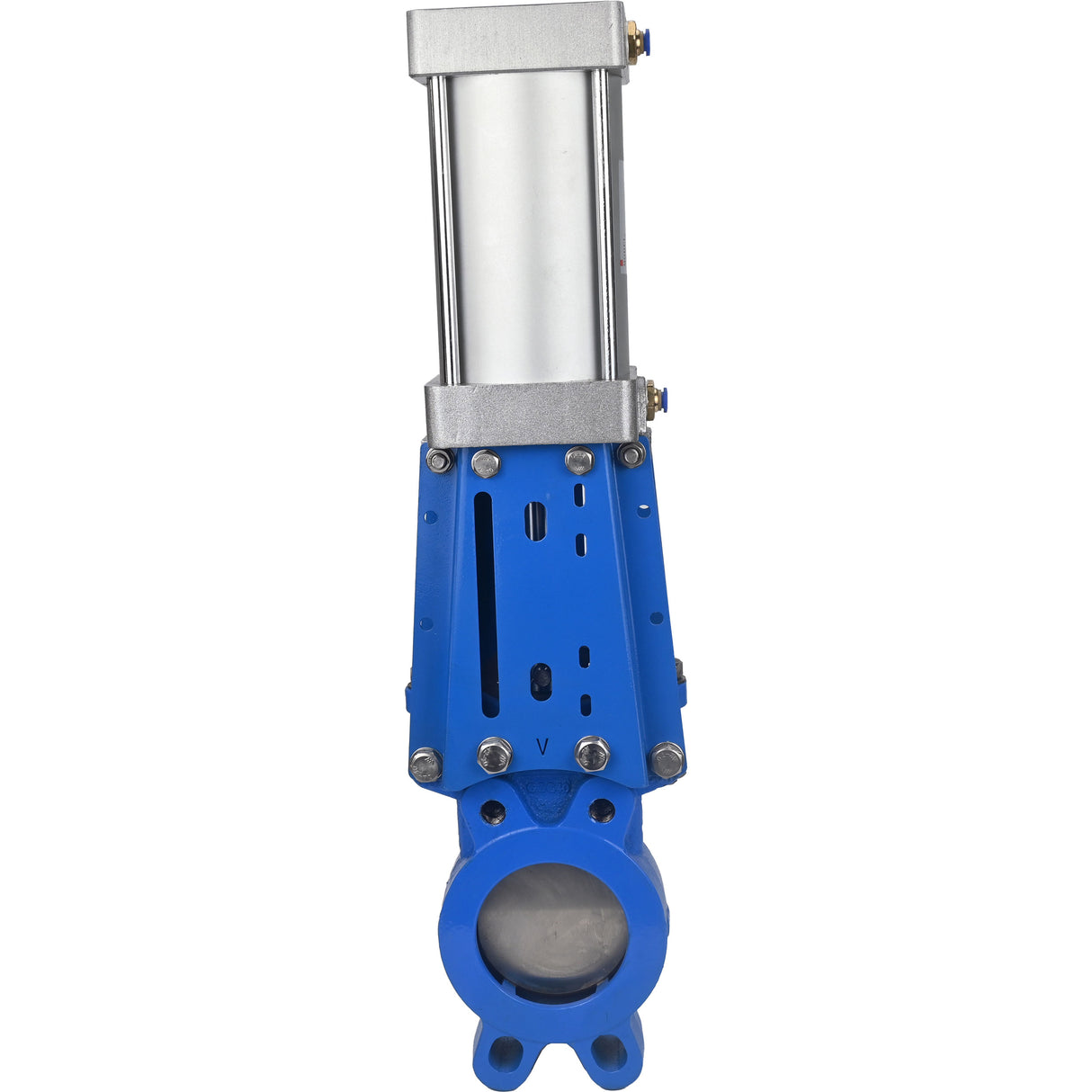 Absperrschieber Elephant GVKR1331E-1W-Fb-2P-WENZ PN16 einseitig, zwischenflanschig, Spindel - verlängerbar, Gehäuse - Gusseisen GGG40, Schieber - Edelstahl 304, Dichtung - EPDM, pneumatisch betätigt, WENZ