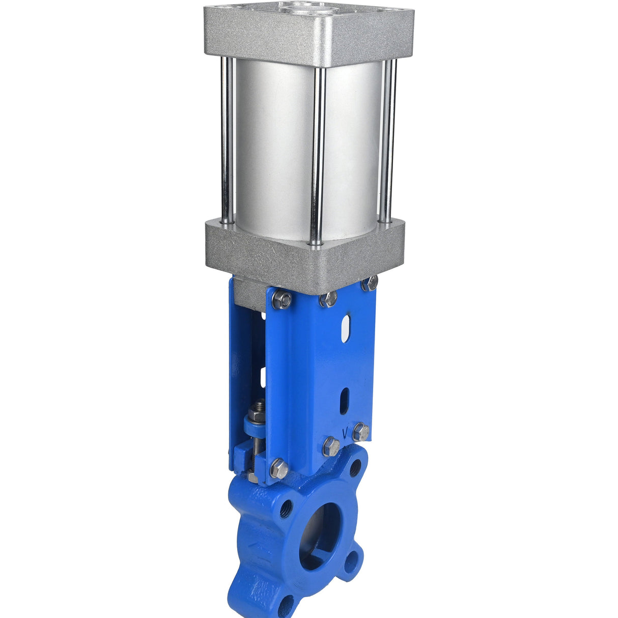 Absperrschieber Elephant GVKR1331M-1W-Fb-2P-WENZ PN16 einseitig, zwischenflanschig, Spindel - verlängerbar, Gehäuse - Gusseisen GGG40, Schieber - Edelstahl 304, Dichtung - EPDM, pneumatisch betätigt, WENZ
