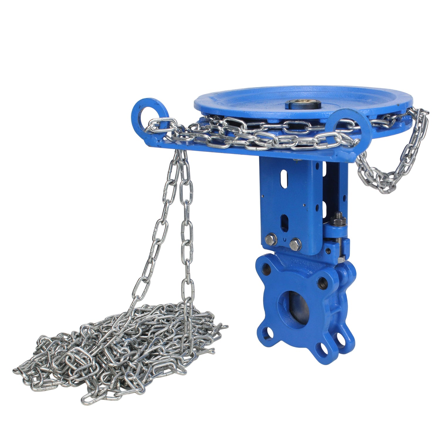 Plattenschieber Elephant GVKR1331N-2W-Fb-CC, Gehäuse - Gusseisen GGG40, Schieber - Edelstahl AISI 304, Dichtung - NBR, Handrad mit Kette