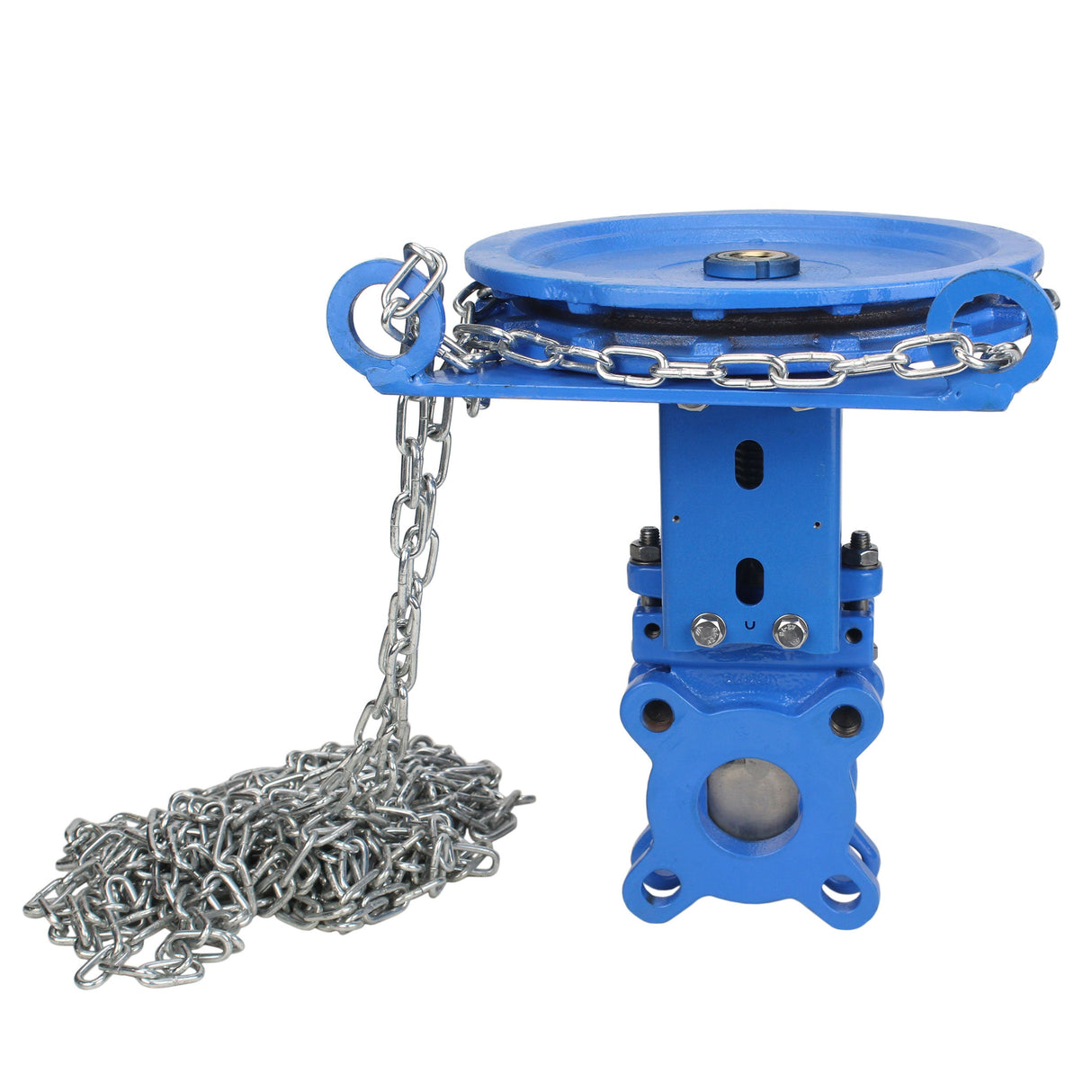 Plattenschieber Elephant GVKR1331N-2W-Fb-CC, Gehäuse - Gusseisen GGG40, Schieber - Edelstahl AISI 304, Dichtung - NBR, Handrad mit Kette