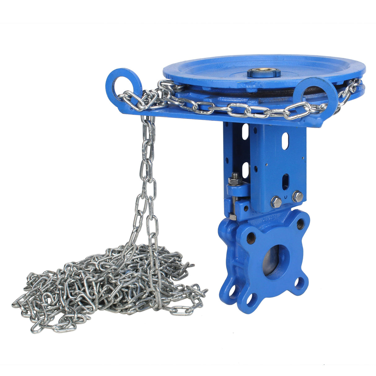 Plattenschieber Elephant GVKR1331N-2W-Fb-CC, Gehäuse - Gusseisen GGG40, Schieber - Edelstahl AISI 304, Dichtung - NBR, Handrad mit Kette