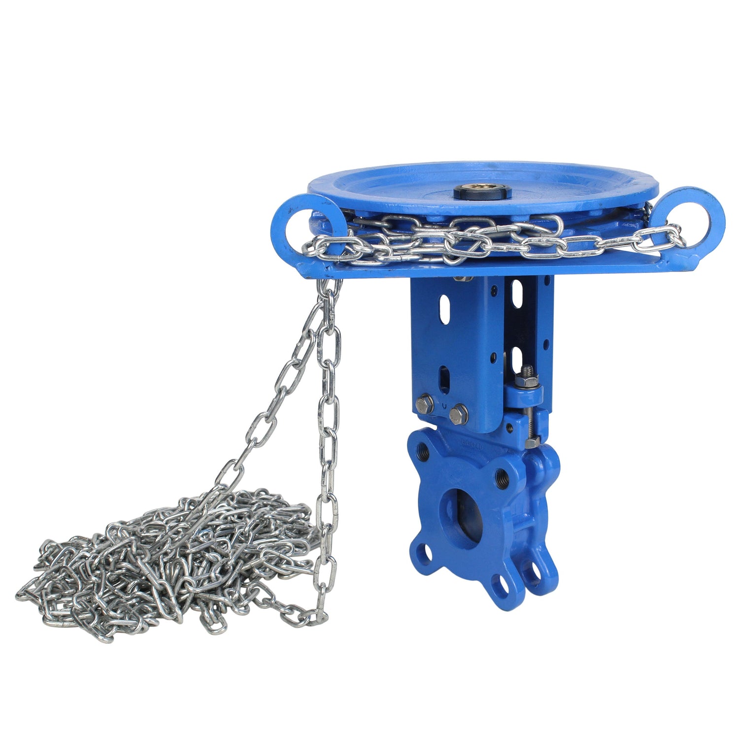 Plattenschieber Elephant GVKR1331N-2W-Fb-CC, Gehäuse - Gusseisen GGG40, Schieber - Edelstahl AISI 304, Dichtung - NBR, Handrad mit Kette