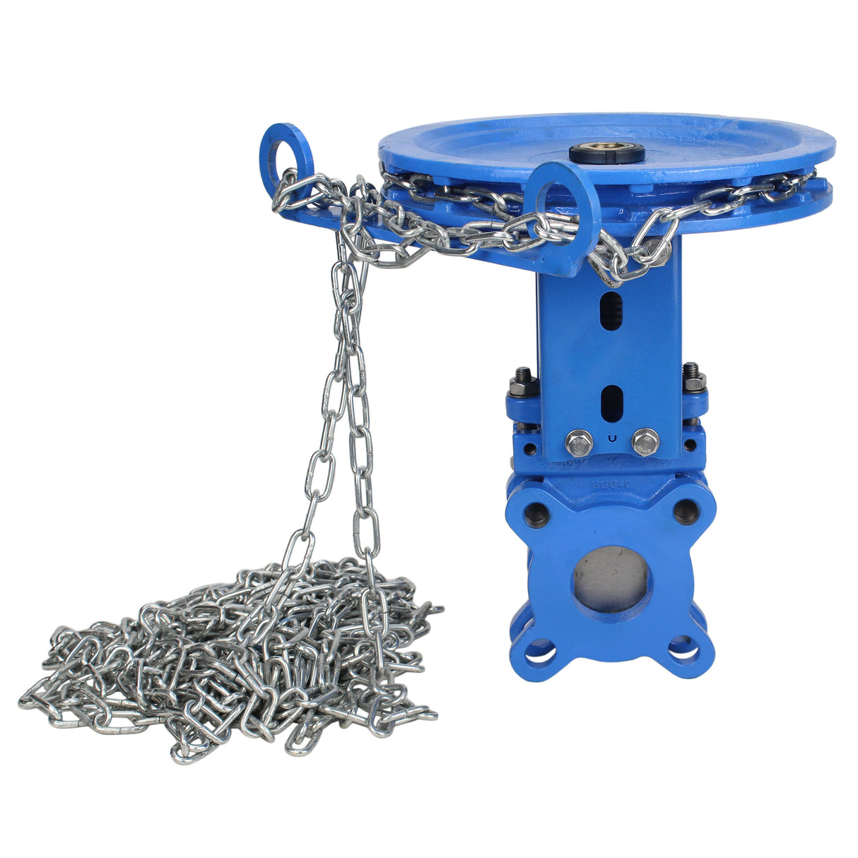 Plattenschieber Elephant GVKR1331N-2W-Fb-CC, Gehäuse - Gusseisen GGG40, Schieber - Edelstahl AISI 304, Dichtung - NBR, Handrad mit Kette