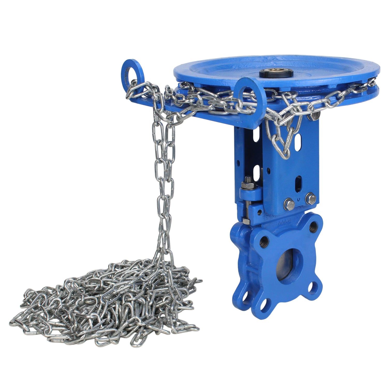 Plattenschieber Elephant GVKR1331N-2W-Fb-CC, Gehäuse - Gusseisen GGG40, Schieber - Edelstahl AISI 304, Dichtung - NBR, Handrad mit Kette