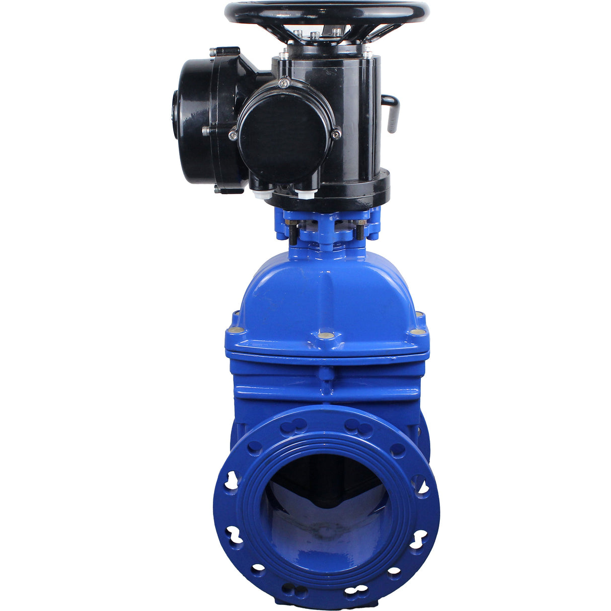 Wedge valves Elephant GVWN1414E-2W-F flanged, wedge - rubber-coated, spindle - non-rising, body - cast iron, seal - EPDM, with OST flange with multi-turn electric drive MT-N-EM-O2-220VAC-U1 five-jaw