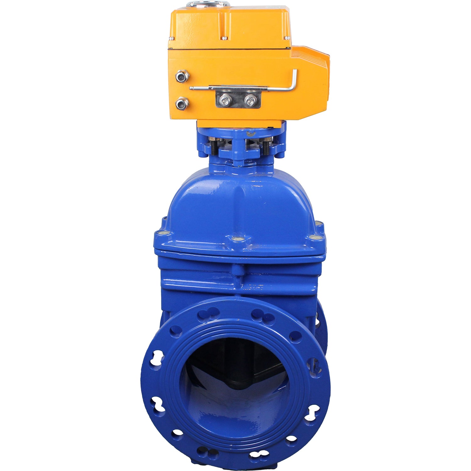 Wedge valves Elephant GVWN1414E-2W-F flanged wedge gate valves, wedge - rubber-coated, spindle - non-rising, body - cast iron, seal - EPDM, with ISO flange with multi-turn electric drive MT-N-Z-O1-220VAC-U1