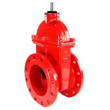 Wedge gate valves Elephant GVWN1414E-2W-F DN50-200 10/16 bar, flanged, body - cast iron GGG50, seal - EPDM, with OST flange and non-rising stem, color - red, with multi-turn electric actuator Elephant MT-N-M-O2-220-U1 220V five-cam