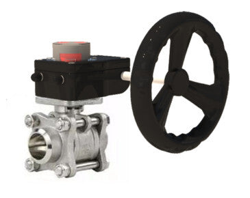 Edelstahl-Kugelhahn Elephant BVPP 316.200-ISO 914 PSI zum Schweißen, voller Durchgang, Gehäusematerial - Edelstahl AISI 316, mit ISO-Flansch und Getriebe Elephant GB mit Stellungsanzeige