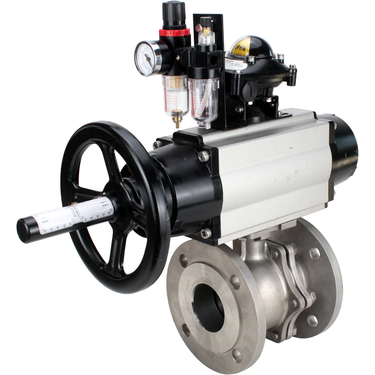 Kugelhähne Elephant BV3232P(2 Stück)-FP-F-ISO-H DN80-100 16 bar, voll durchgangsflansch, Edelstahl SS316, Dichtung - PTFE, mit pneumatischem Antrieb PA-DA-105-1 doppelt wirkend, mit pneumatischem Verteiler 4M310-08 220V, mit LSU APL-210N, mit ATU AFC2000