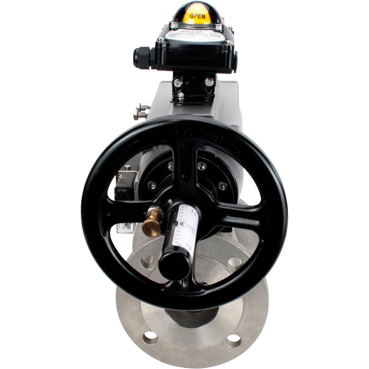 Kugelhähne Elephant BV3232P(2 Stück)-FP-F-ISO-H DN80-100 16 bar, voll durchgängig, flanschverbindet, Edelstahl SS316, Dichtung - PTFE, mit pneumatischem Antrieb PA-DA-105-1 doppeltwirkend, mit pneumatischem Verteiler 4M310-08 220V, mit LSU APL-210N