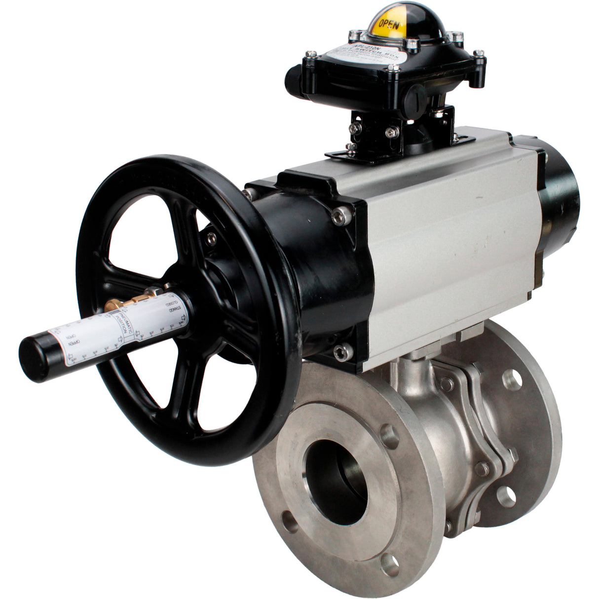 Kugelhähne Elephant BV3232P(2 Stück)-FP-F-ISO-H DN80-100 16 bar, voll durchgängig, flanschverbindet, Edelstahl SS316, Dichtung - PTFE, mit pneumatischem Antrieb PA-DA-105-1 doppeltwirkend, mit pneumatischem Verteiler 4M310-08 220V, mit LSU APL-210N