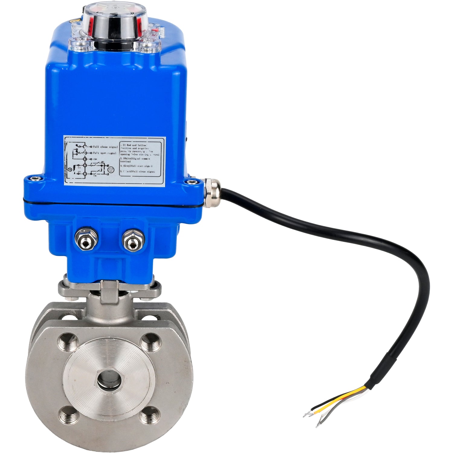 Edelstahl-Kugelhahn Elephant BV3232P-FP-Fb PSI232, Gehäuse - Edelstahl AISI 316, Dichtung - PTFE, voller Durchgang, Kompaktflansch, Elektroantrieb Elephant 003 blau 24 V