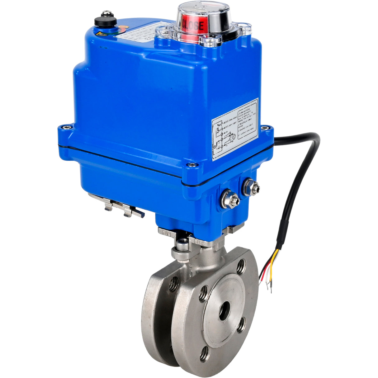 Edelstahl-Kugelhahn Elephant BV3232P-FP-Fb PSI232, Gehäuse - Edelstahl AISI 316, Dichtung - PTFE, voller Durchgang, Kompaktflansch, Elektroantrieb Elephant 003 blau 24 V