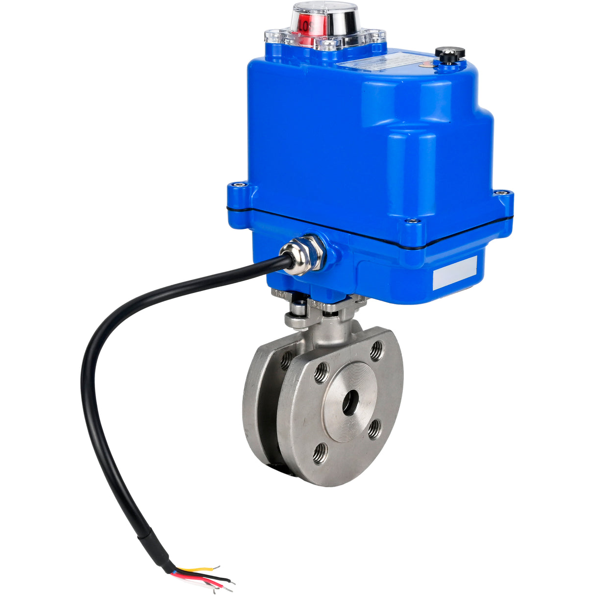 Edelstahl-Kugelhahn Elephant BV3232P-FP-Fb PSI232, Gehäuse - Edelstahl AISI 316, Dichtung - PTFE, voller Durchgang, Kompaktflansch, Elektroantrieb Elephant 003 blau 24 V