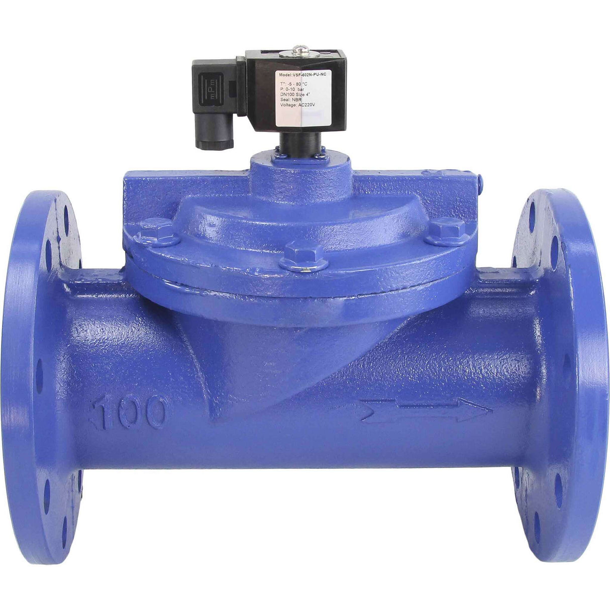 Zweiwege-Elektromagnetventil, normalerweise geschlossen, indirekt wirkend, Elephant VSF-602V-PU-NC VITON 110/220 V, Gehäusematerial – Gusseisen, Dichtung – Viton