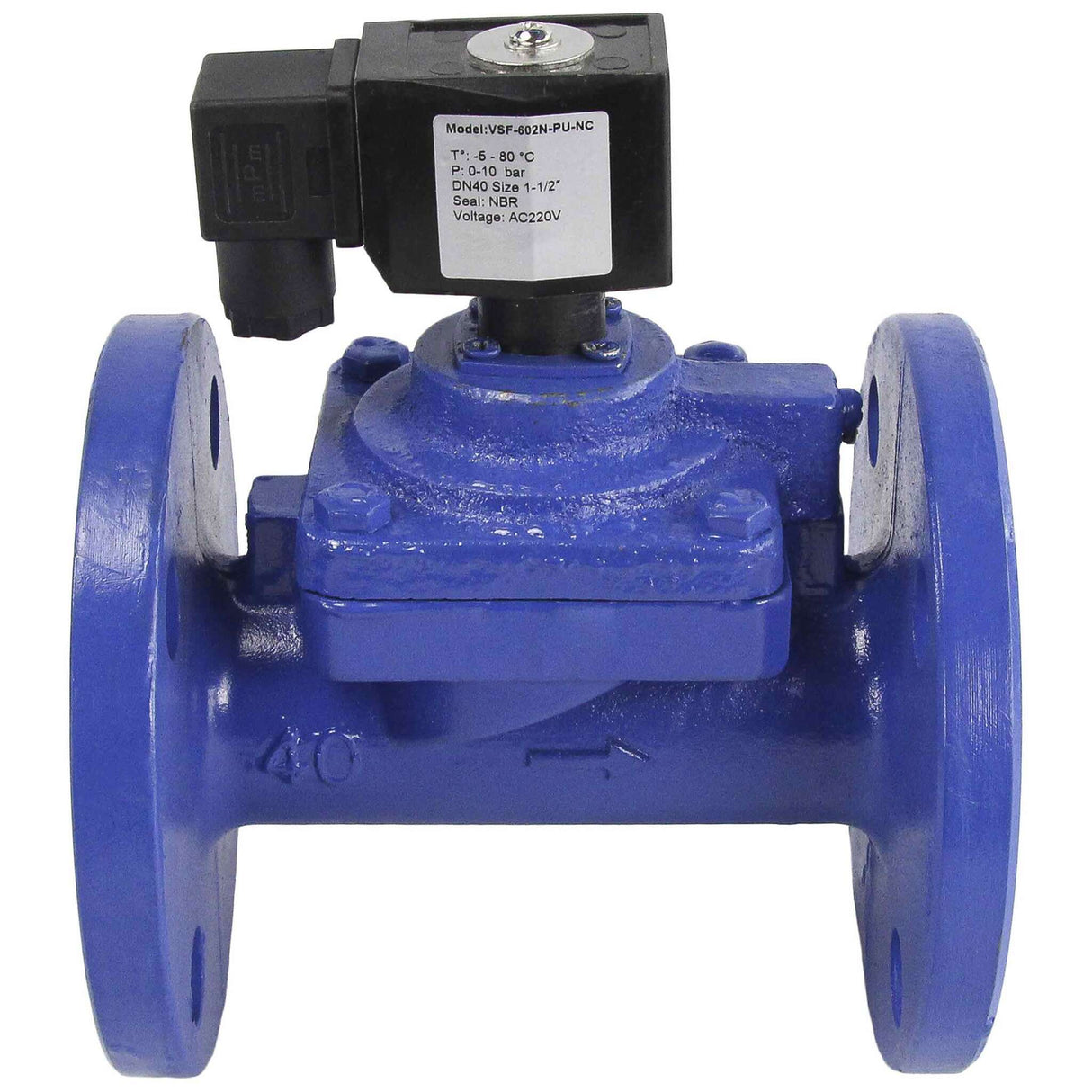 Zweiwege-Elektromagnetventil, normalerweise geschlossen, indirekt wirkend, Elephant VSF-602E-PU-NC EPDM 110/220 V, Gehäusematerial – Gusseisen, Dichtung – EPDM