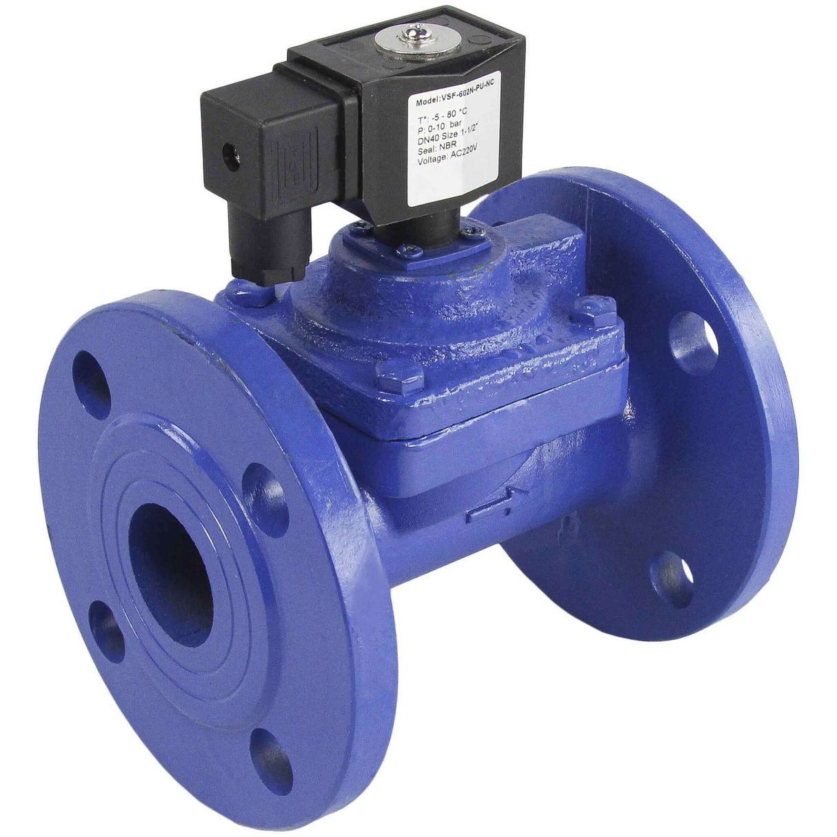 Zweiwege-Elektromagnetventil, normalerweise geschlossen, indirekt wirkend, Elephant VSF-602E-PU-NC EPDM 110/220 V, Gehäusematerial – Gusseisen, Dichtung – EPDM