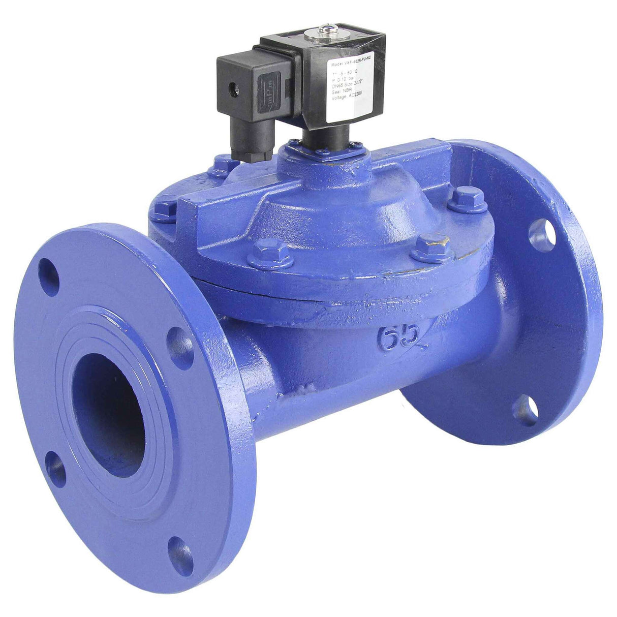Zweiwege-Elektromagnetventil, normalerweise geschlossen, indirekt wirkend, Elephant VSF-602N-PU-NC, NBR 110/220 V, Gehäusematerial – Gusseisen, Dichtung – NBR