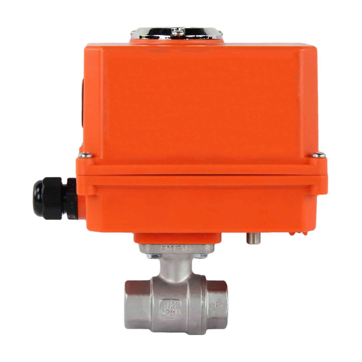 Kugelhahn aus Edelstahl Elephant BVMP.316.230-ISO PSI914, Gehäusematerial - Edelstahl AISI 316, Kugelmaterial - Edelstahl AISI 316, Dichtung - PTFE, Gewinde, Vierteldrehung elektrischer Antrieb Elephant-110/220В