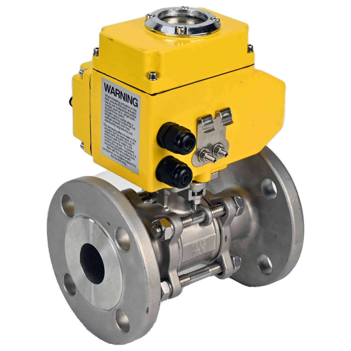 Kugelhahn aus Edelstahl Elephant ksfpt-304-180-24v, Gehäusematerial - Edelstahl AISI 304, Kugelmaterial - Edelstahl AISI 304, Dichtung - PTFE, elektrisch betätigter Antrieb